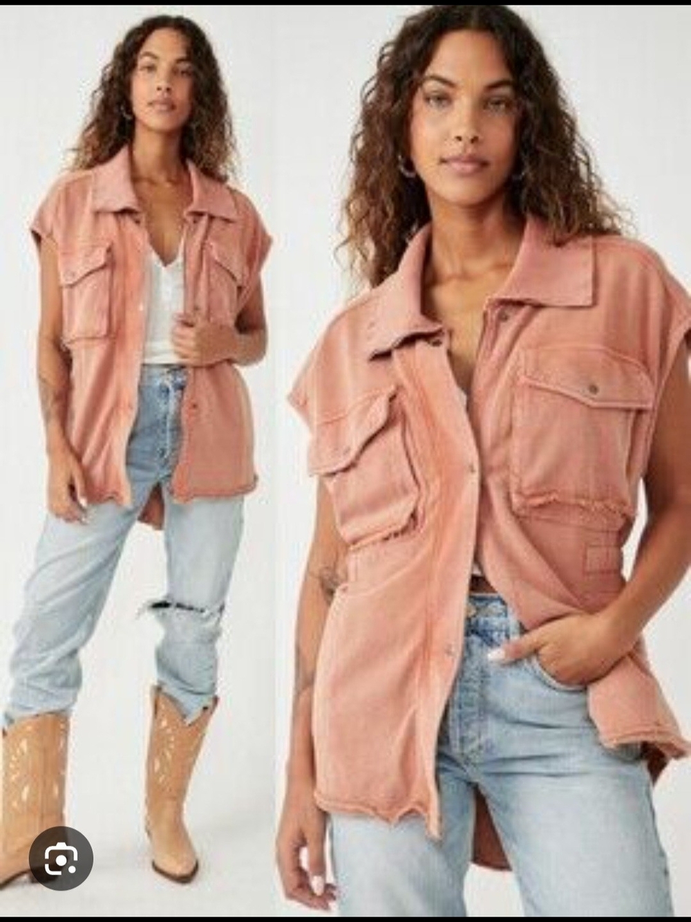 Free People We The Free Coza Utility Vest Cinnabar Cinnamon L NWOT Boho Cargo